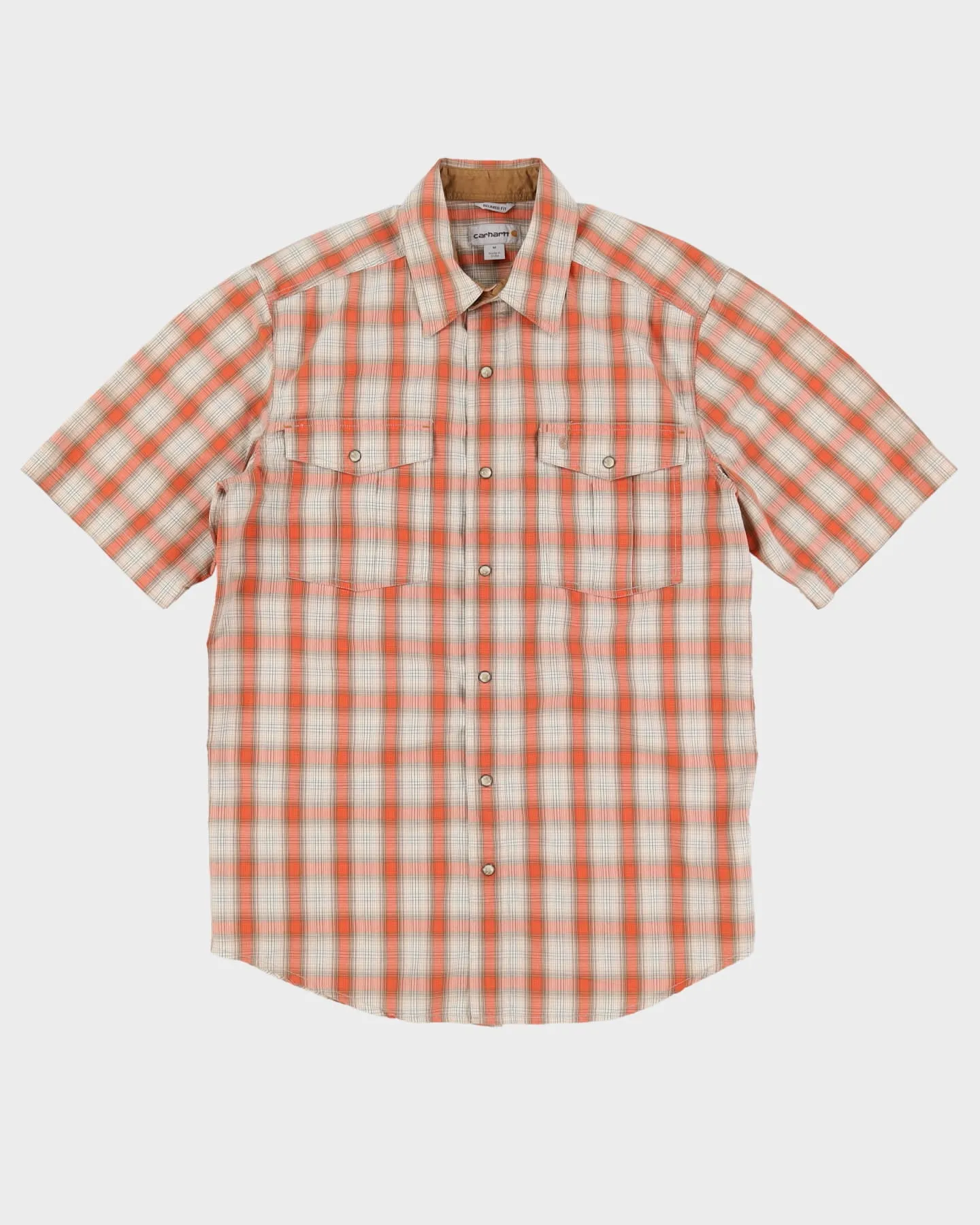 00s Carhartt Check Patterned Short-Sleeve Relaxed Fit Shirt - M