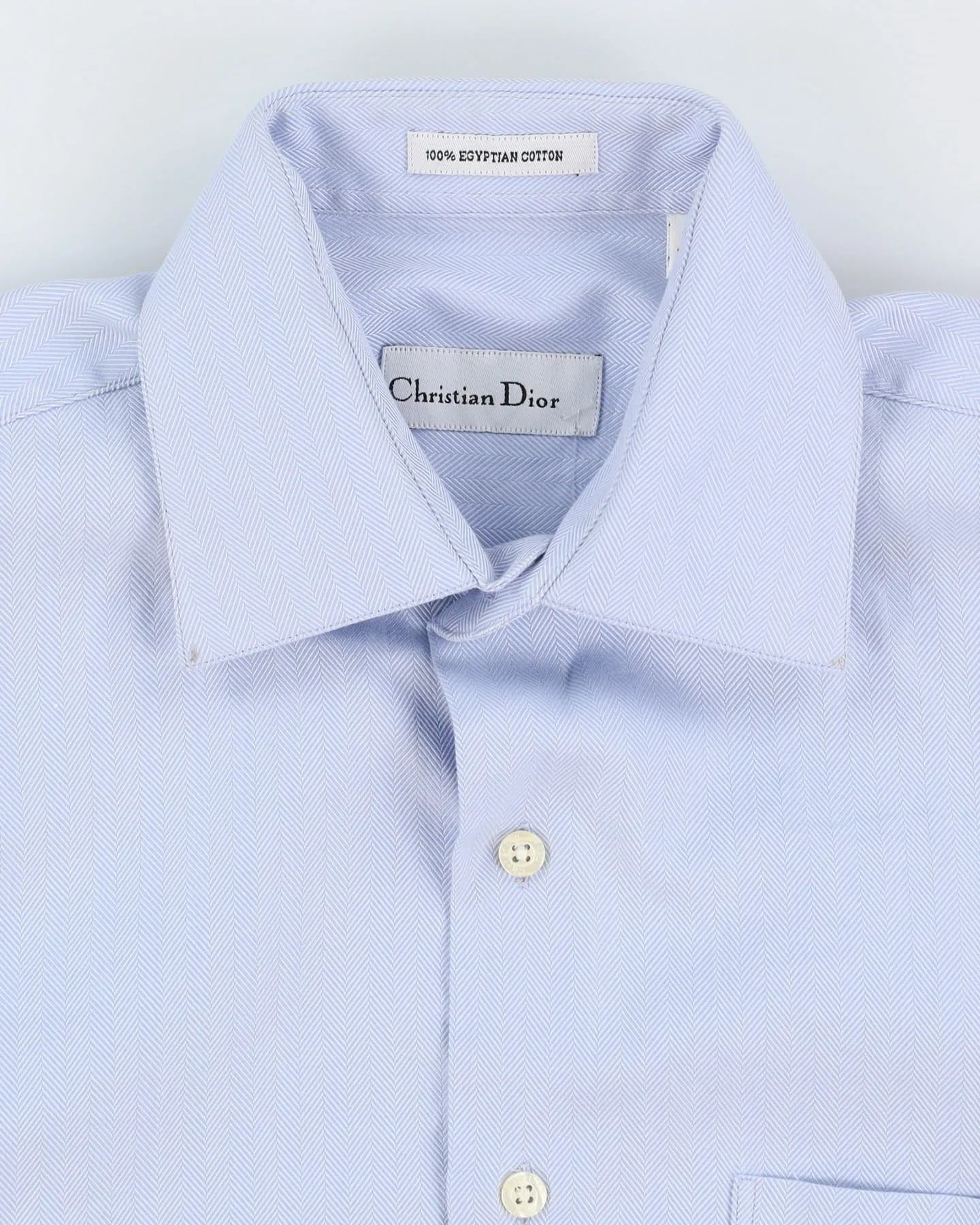 00s Christian Dior Blue Plain Long Sleeve Button Up Shirt - XL