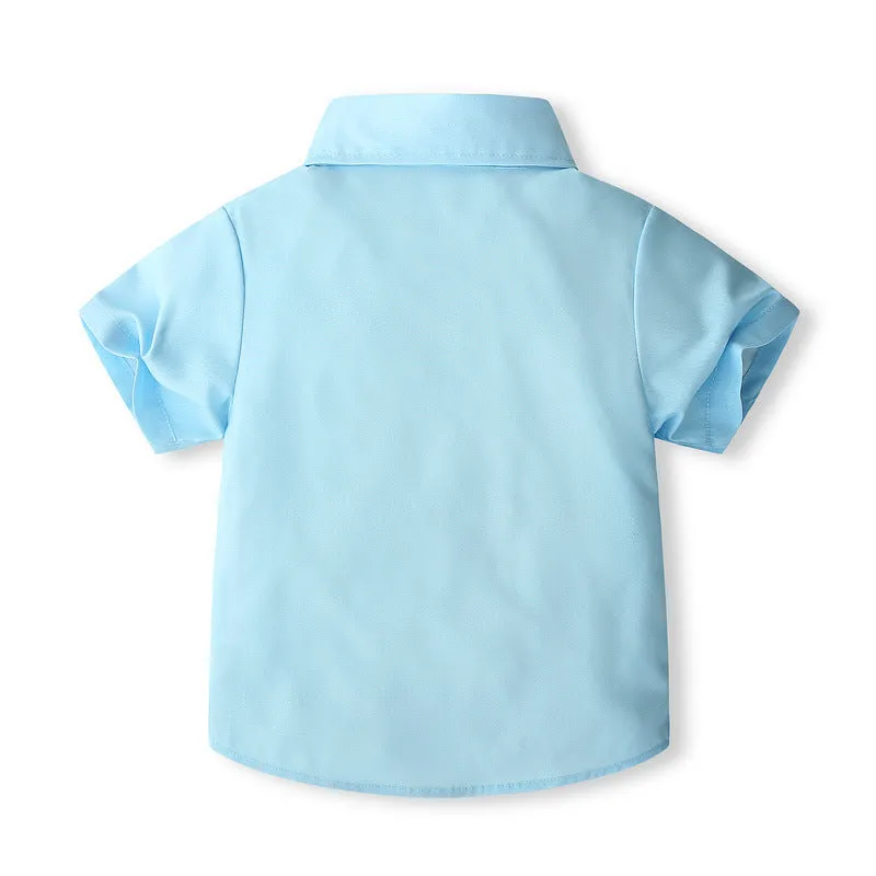 2 Pieces Set Baby Kid Boys Solid Color Shirts And Shorts Wholesale 240409266