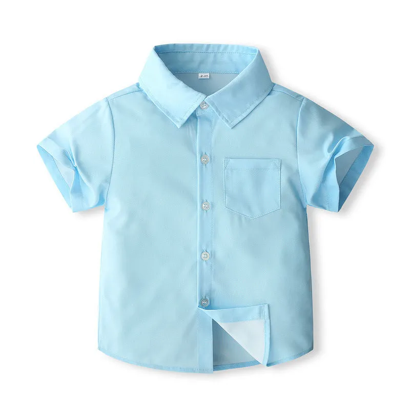 2 Pieces Set Baby Kid Boys Solid Color Shirts And Shorts Wholesale 240409266