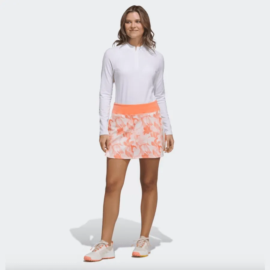 Adidas Orange Floral 15-Inch Golf Skort