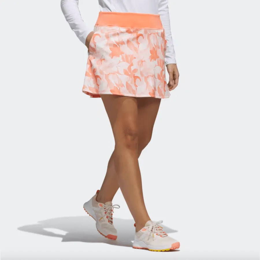 Adidas Orange Floral 15-Inch Golf Skort