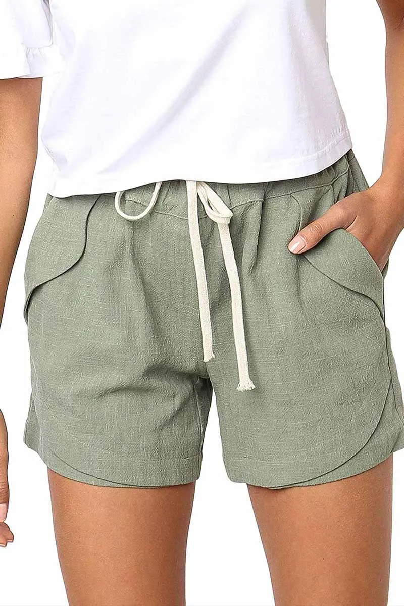 Adjustable Waist Cotton Casual Shorts