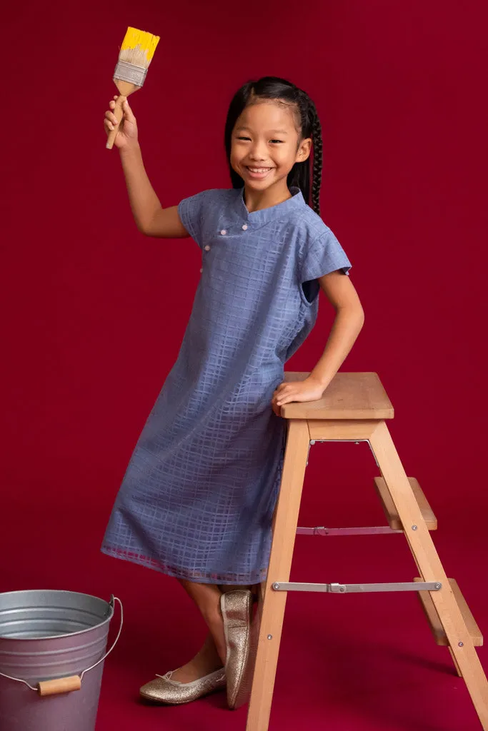 Alicia Cheongsam - Blue Gingham