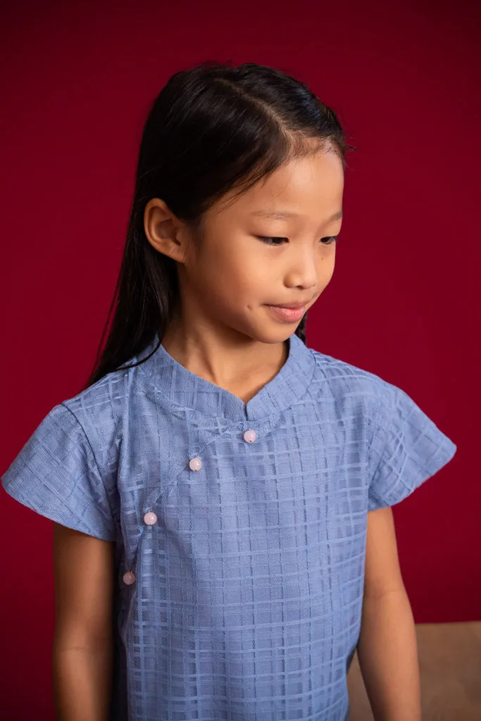 Alicia Cheongsam - Blue Gingham