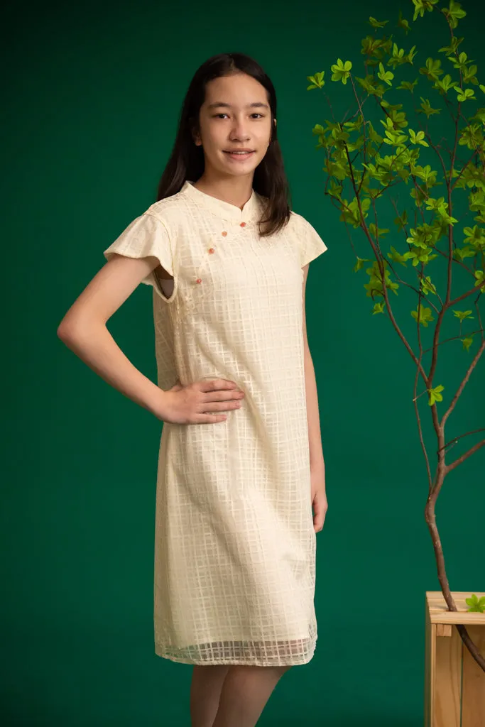 Alicia Cheongsam - Cream Gingham