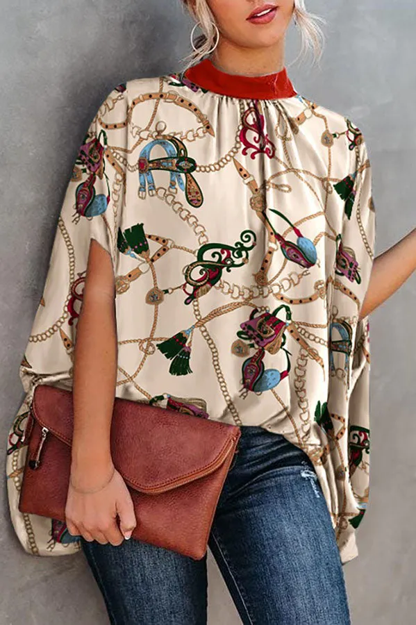 Beyond Imagination Printed Cape Sleeve Blouse