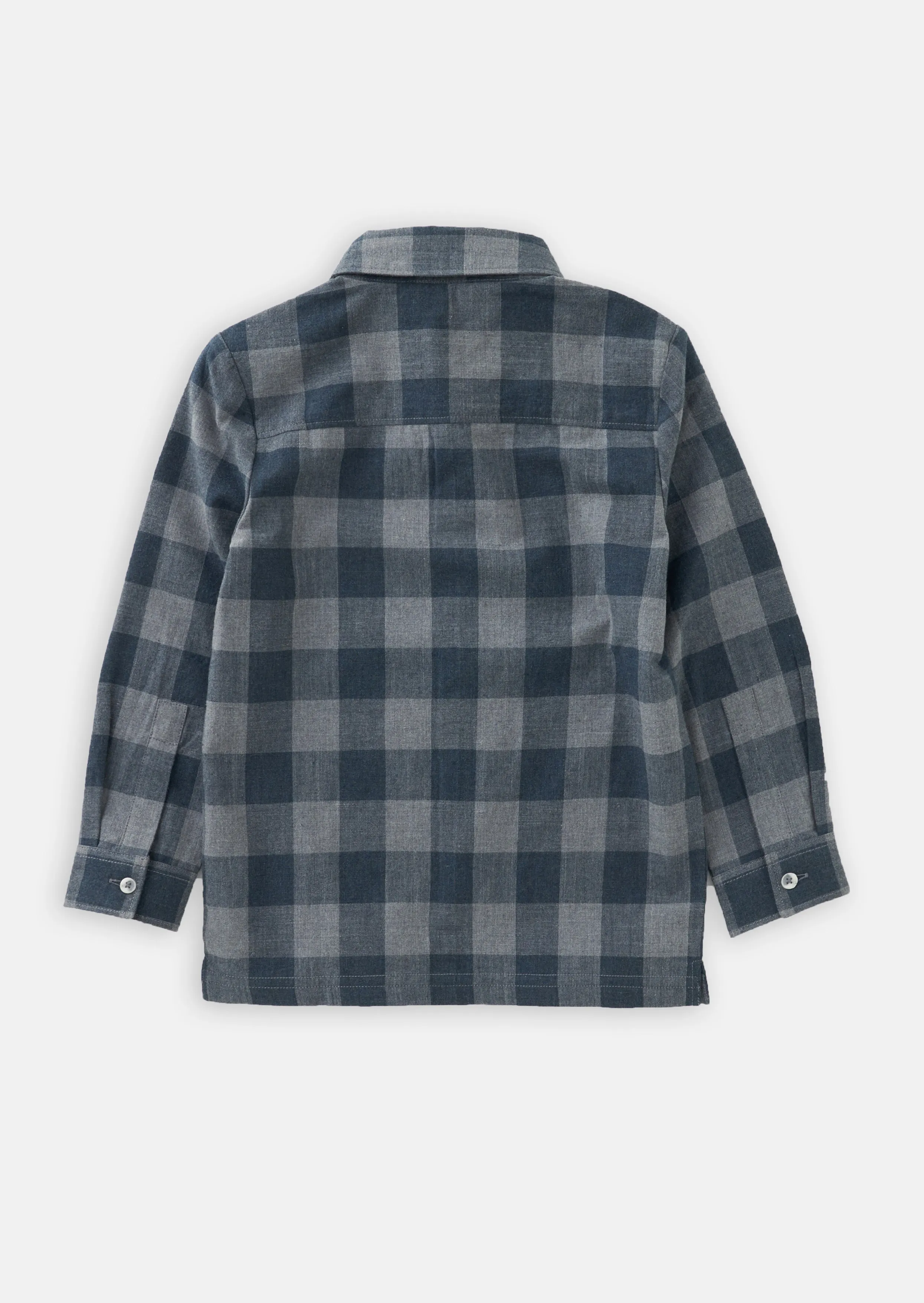 Boys Checked Full Sleeves Cotton Navy Shirt