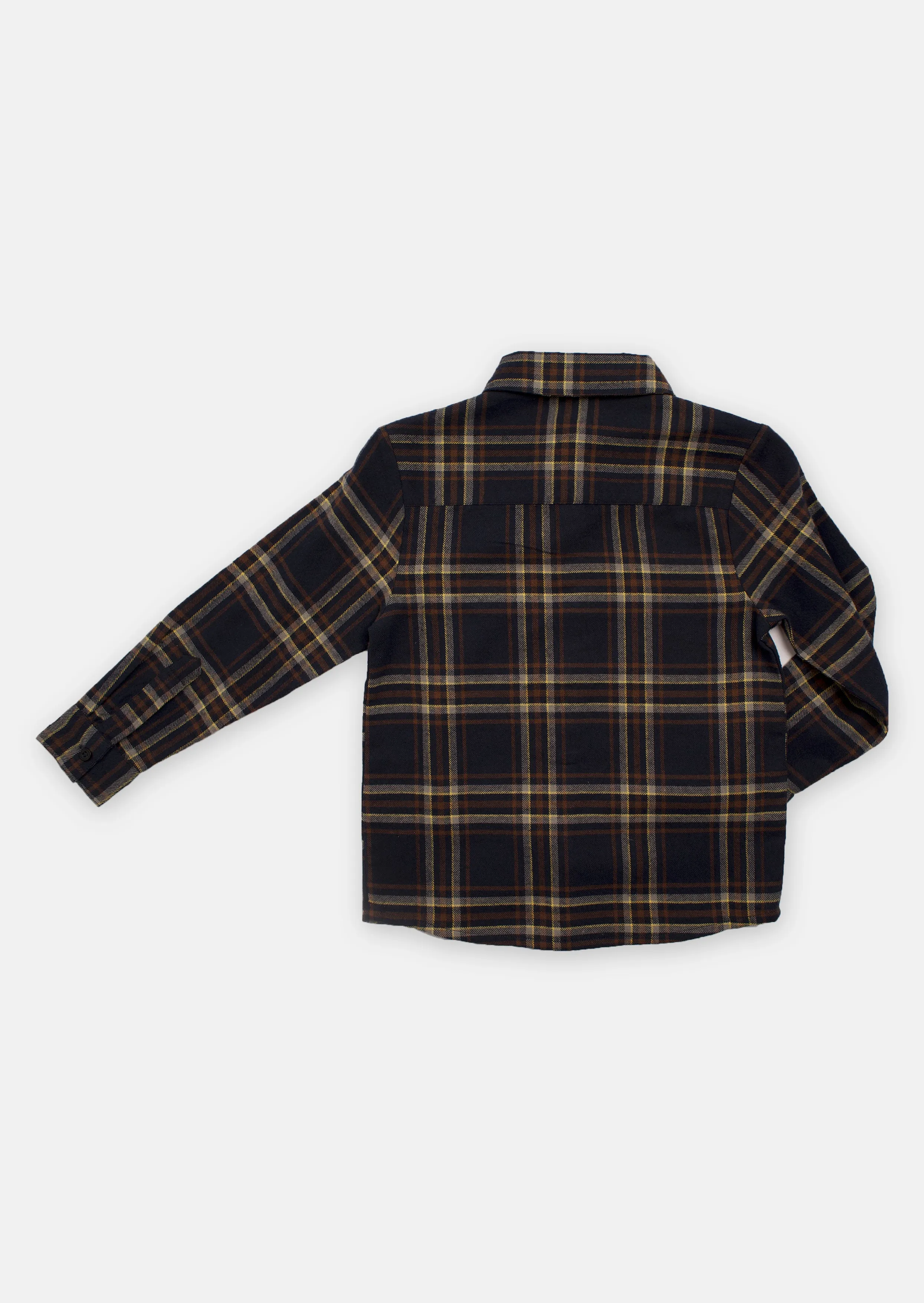 Boys Full Sleeves Cotton Navy Checked Shirt