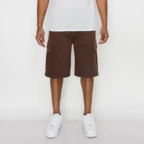 Brown Cargo Fleece Shorts FL76