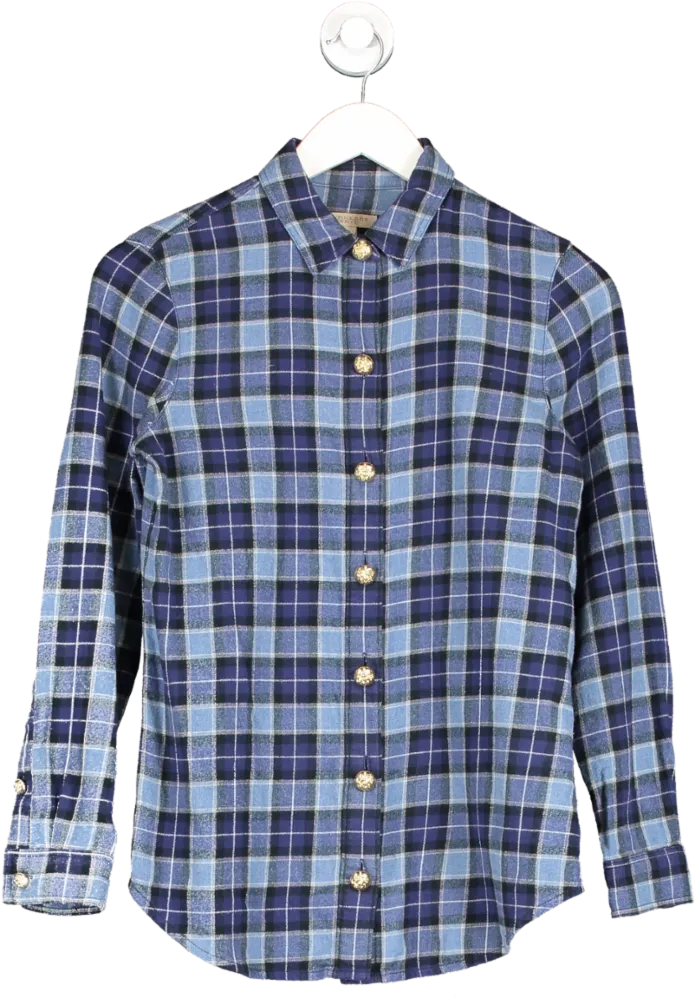 Burberry Brit Blue Check Brushed Cotton Shirt UK 6