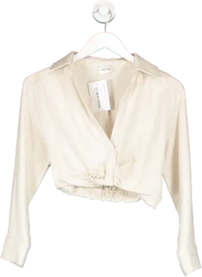 By Mollie Beige Cropped Shirt UK XS/S