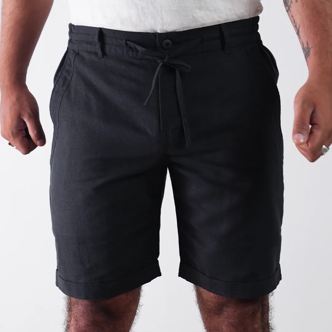 Charcoal Cotton Linen Shorts