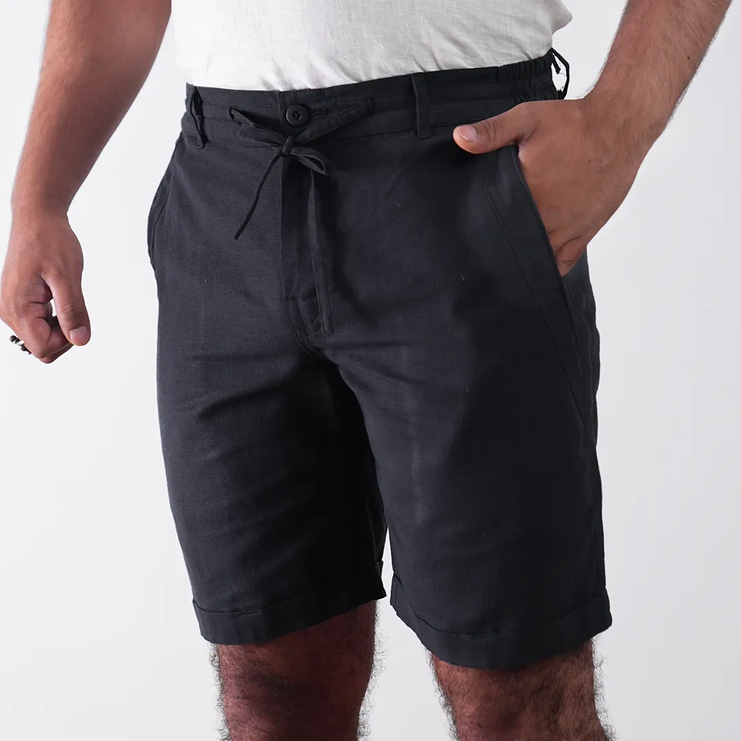 Charcoal Cotton Linen Shorts