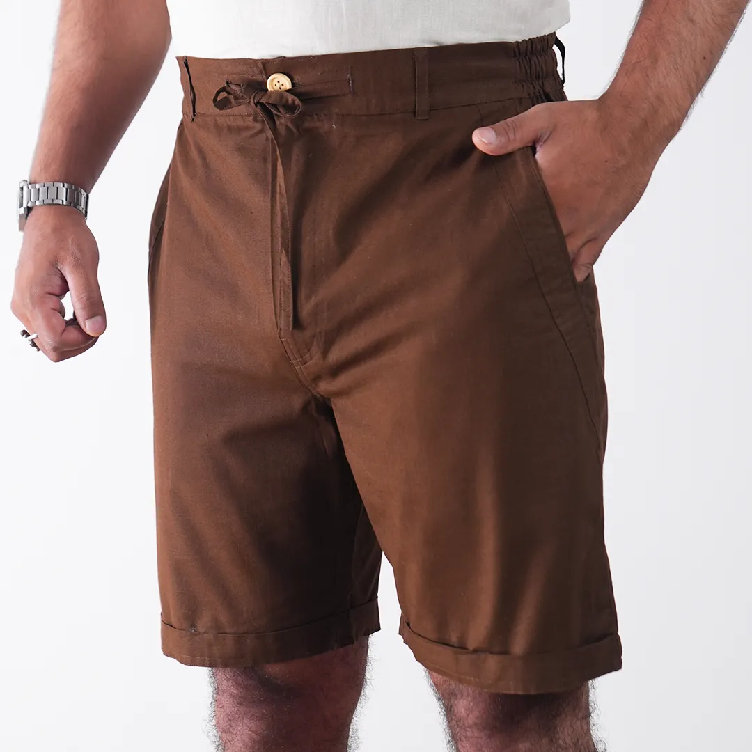 Chestnut Cotton Linen Shorts