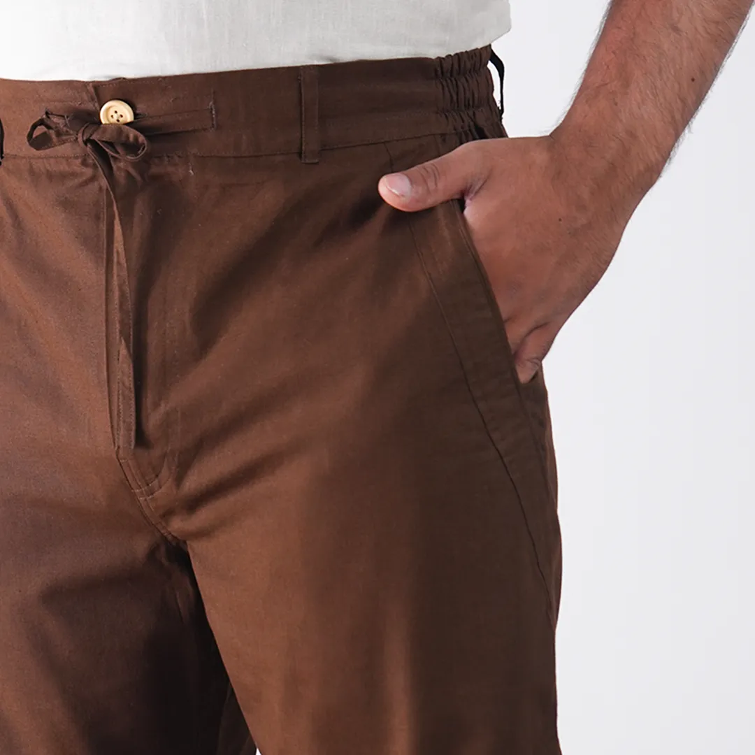 Chestnut Cotton Linen Shorts