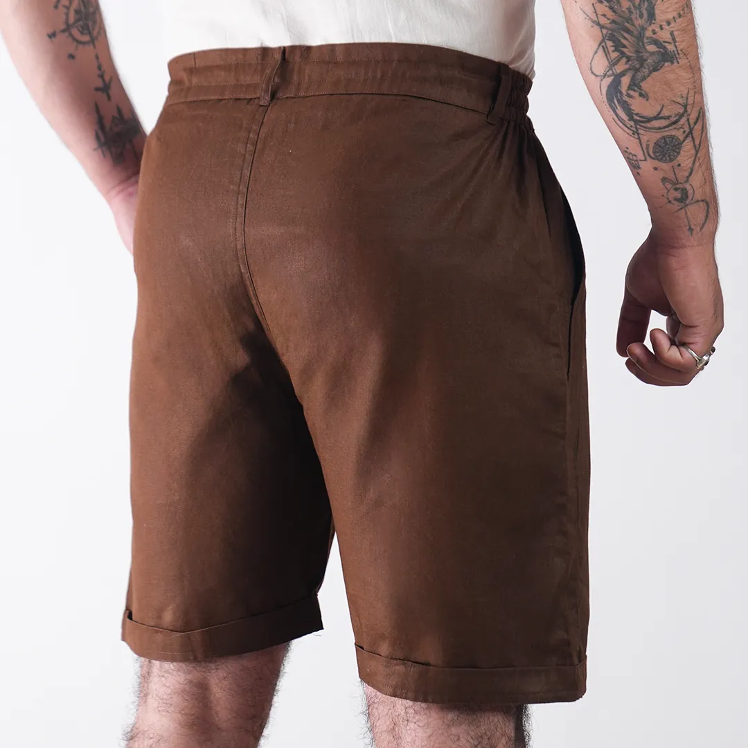 Chestnut Cotton Linen Shorts