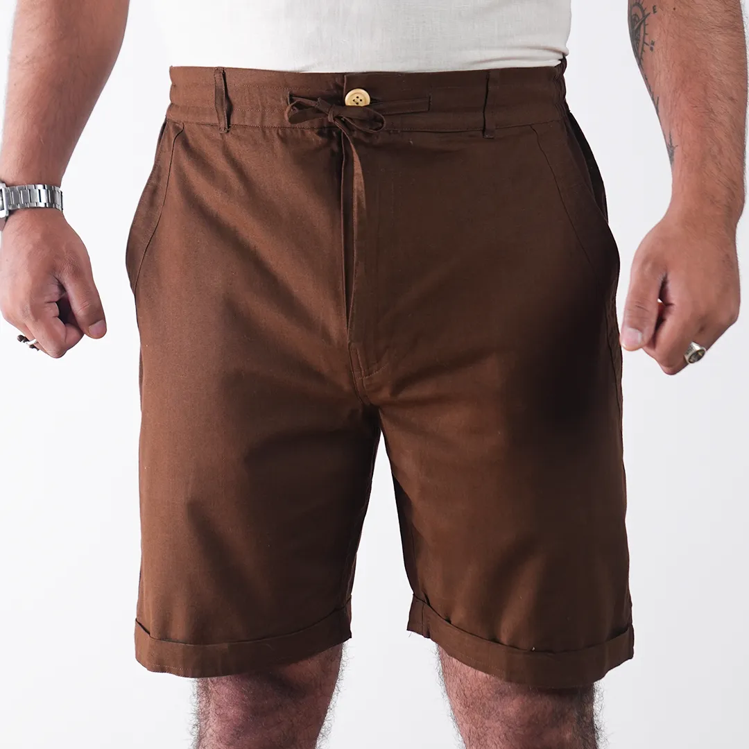 Chestnut Cotton Linen Shorts