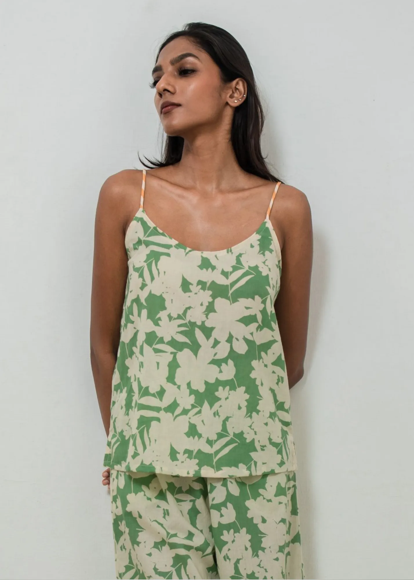 Chhaya Tank Top - Green Shadow Floral