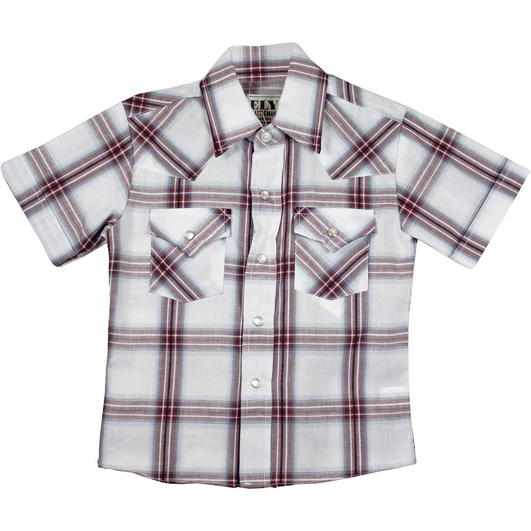 Ely Cattleman Boys' Short Sleeve Plaid Snap Shirt