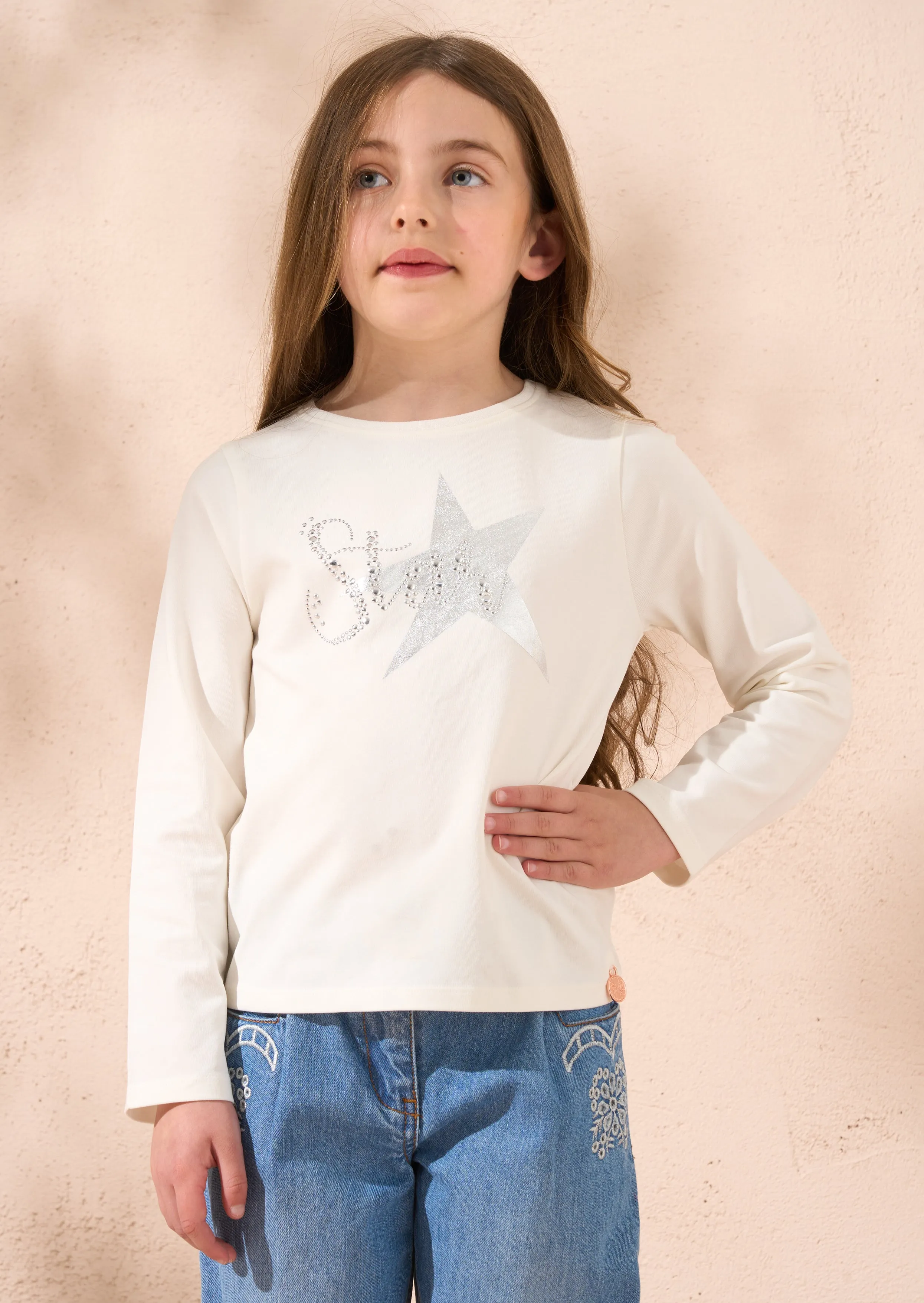 Erin Ivory Long Sleeve Star T