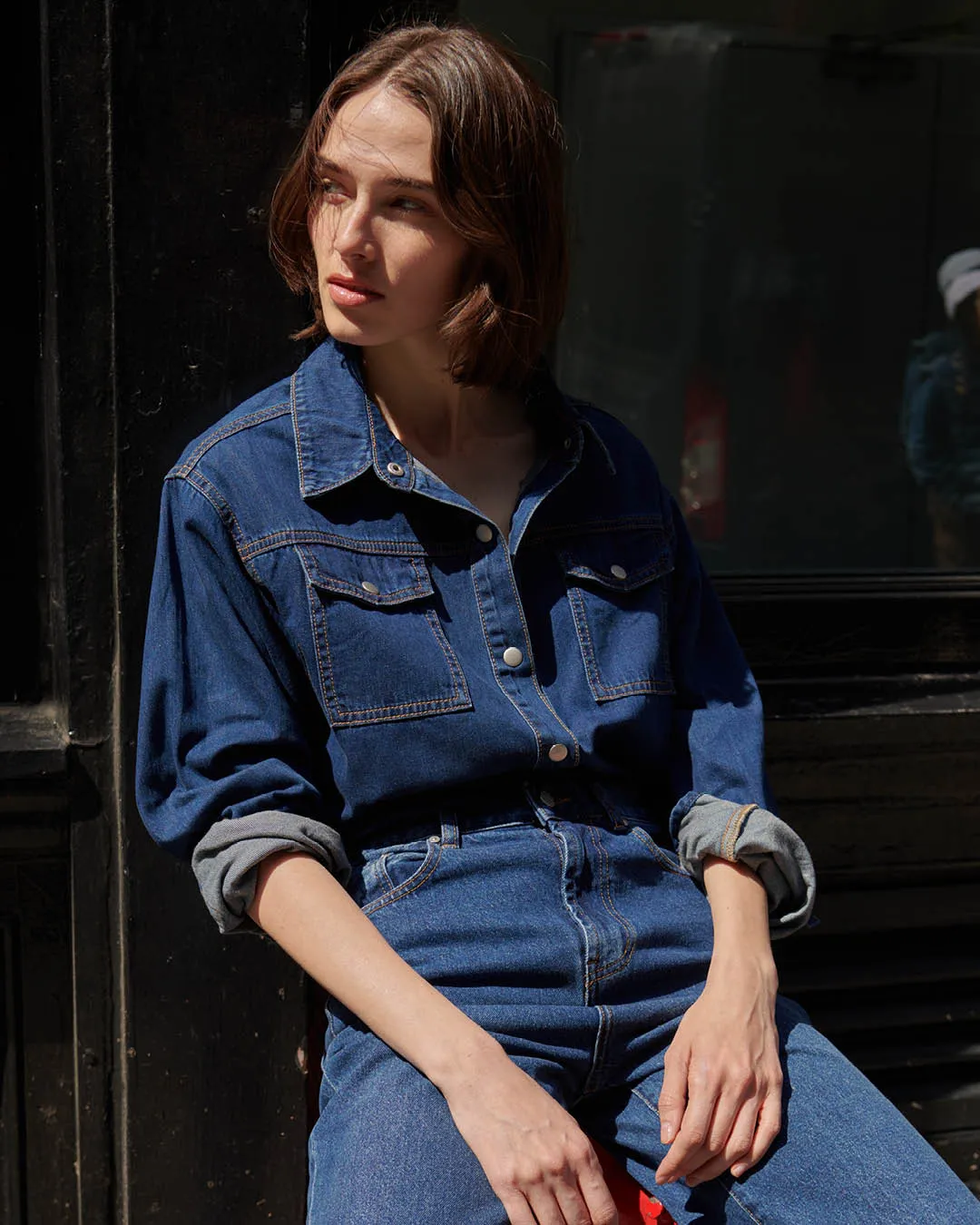 ESSENTIAL DENIM SHIRT - MID INDIGO