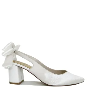 GARDENIA - CLOSED TOE SATIN BRIDAL HEELS WITH BOW