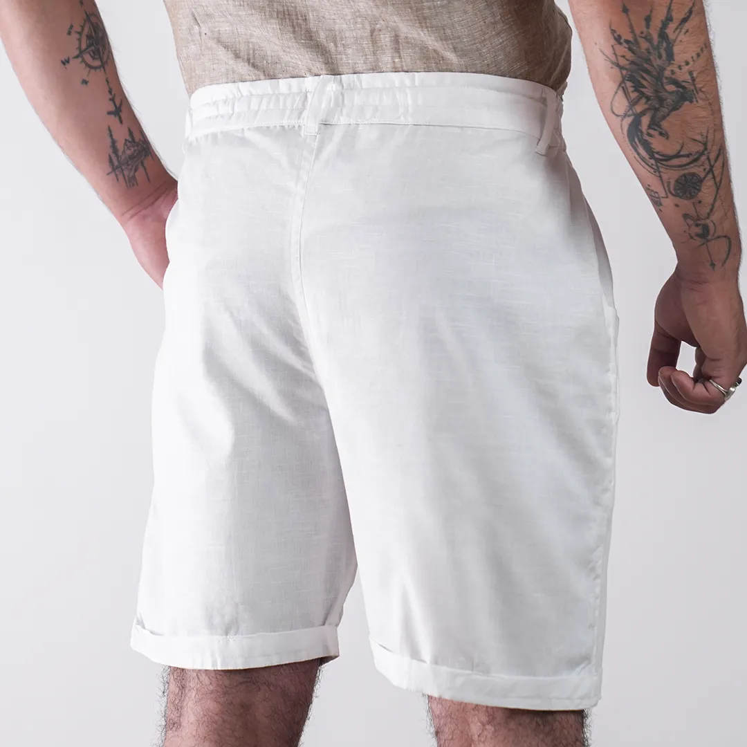 Ivory Cotton Linen Shorts