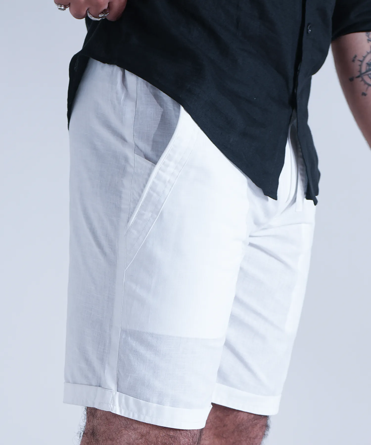 Ivory Linen Shorts