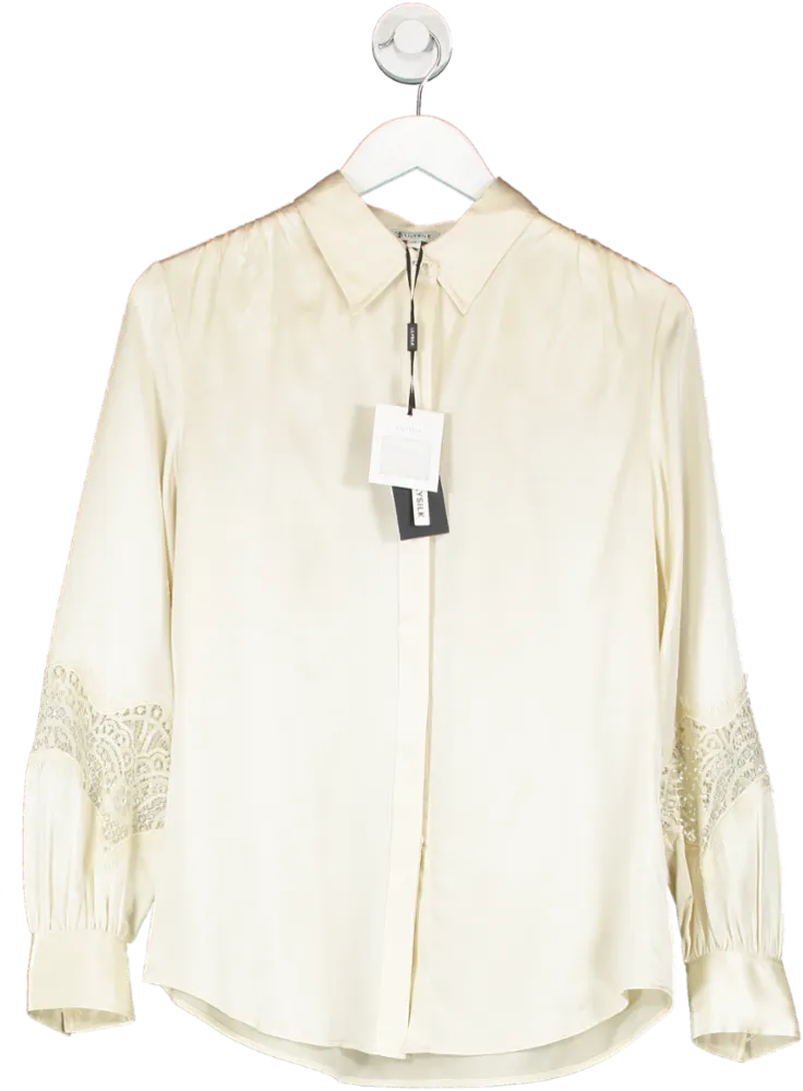 Lilysilk Cream Armeria Lace Blouse UK XS