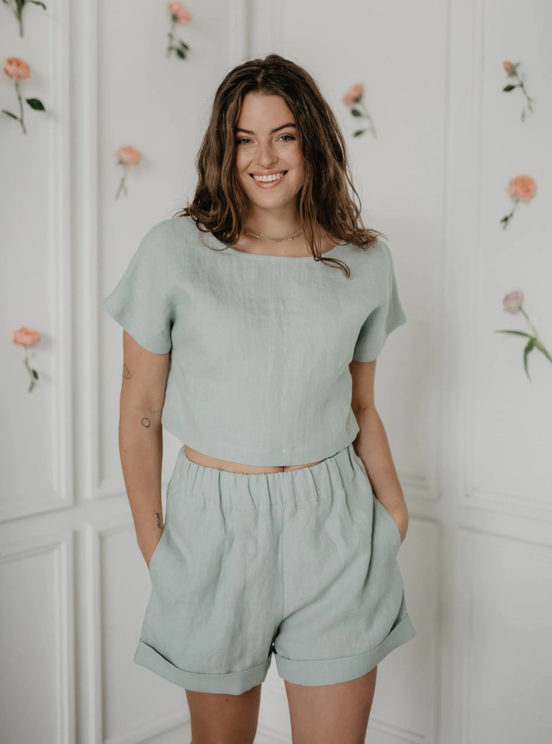 Linen shorts MIA - Sage Green