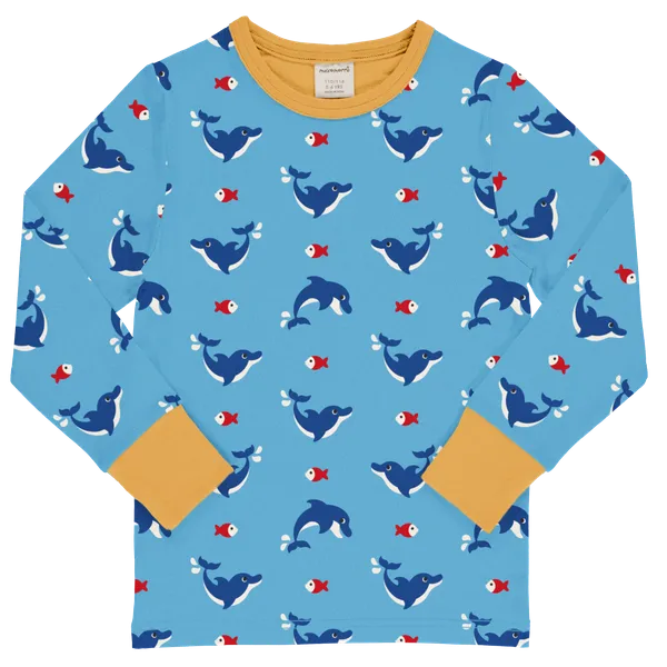 Maxomorra Dolphin Organic Cotton Long Sleeved Top