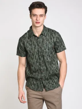 MENS HEMP SHORT SLEEVE WVN - FOREST - CLEARANCE