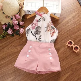 Off-shoulder Suspender Top Loose Shorts Two-piece Suit