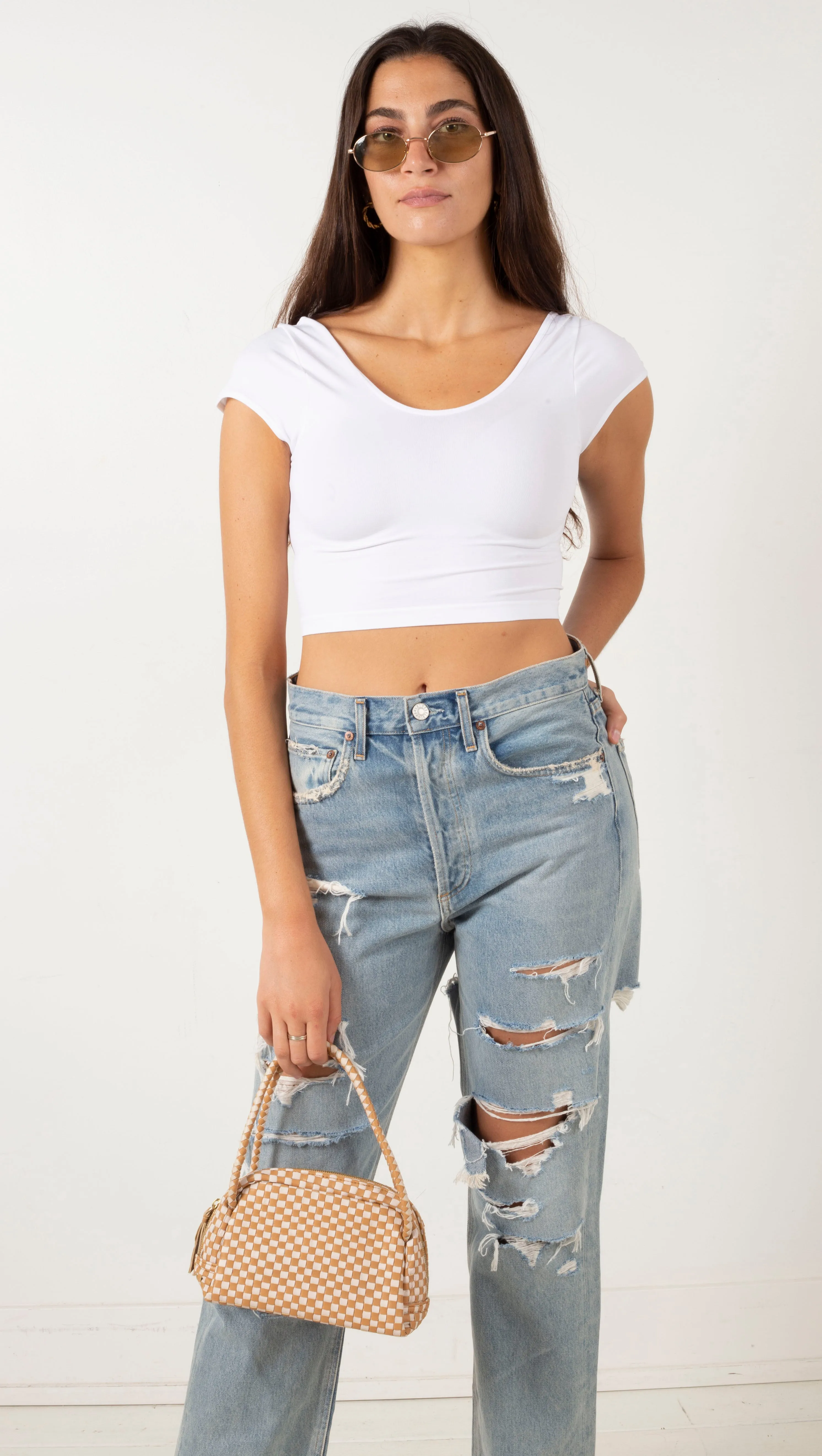 Perfect Stretch Crop - White