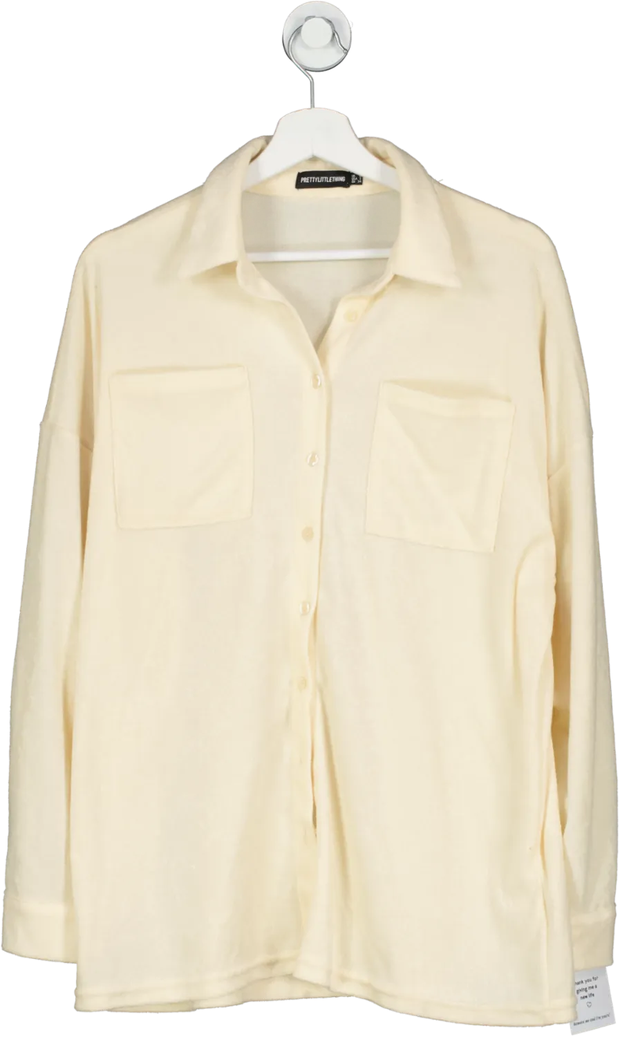 PrettyLittleThing Cream Towelling Shirt UK 6