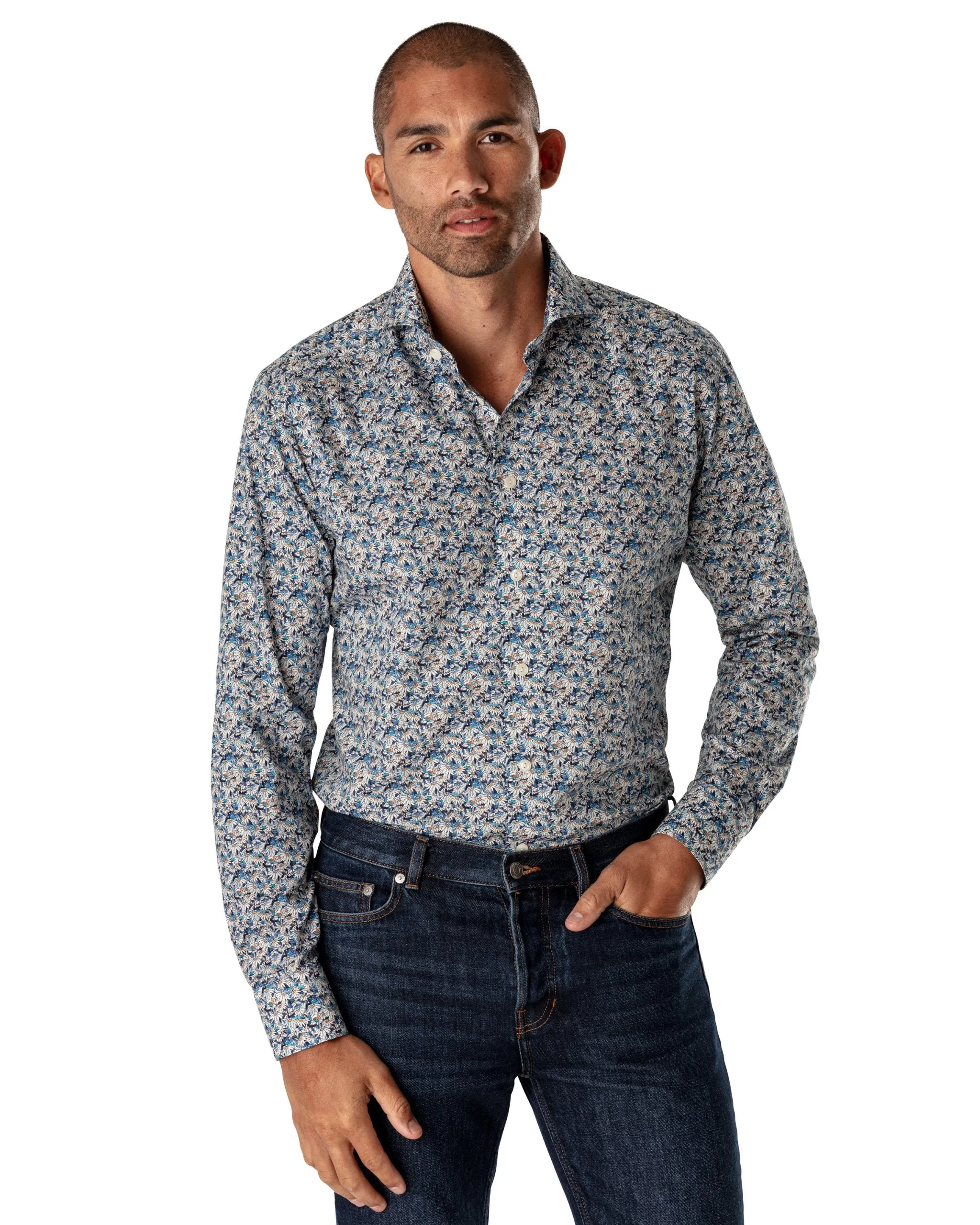 Slim Fit - Stained Floral Signature Twill Shirt