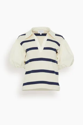 Striped Tory Top in Cream/Maritime Blue (TS)