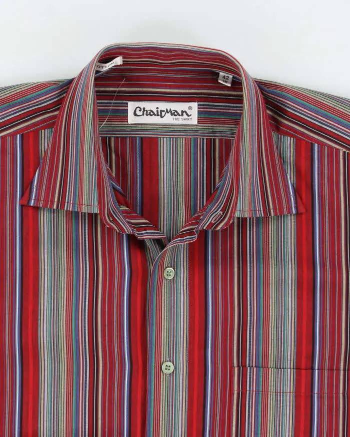 Vintage Men's Multicoloured Stripped Button Up Shirt - XL