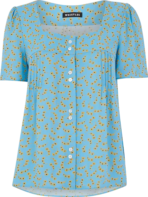 Whistles Blue Floral Square Neck Blouse BNWT UK 18